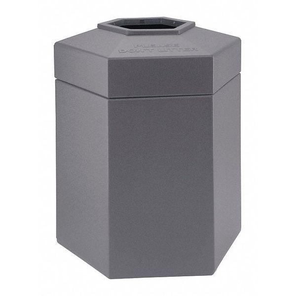 45 gal Hexagon Trash Can, Gray