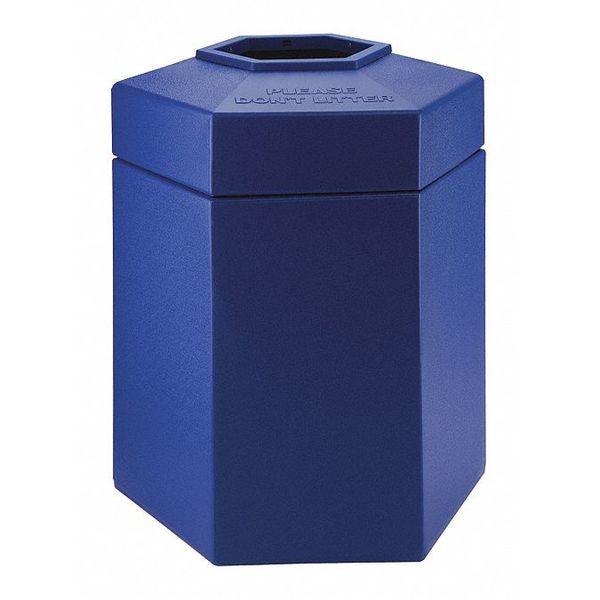 45 gal Hexagon Trash Can, Blue