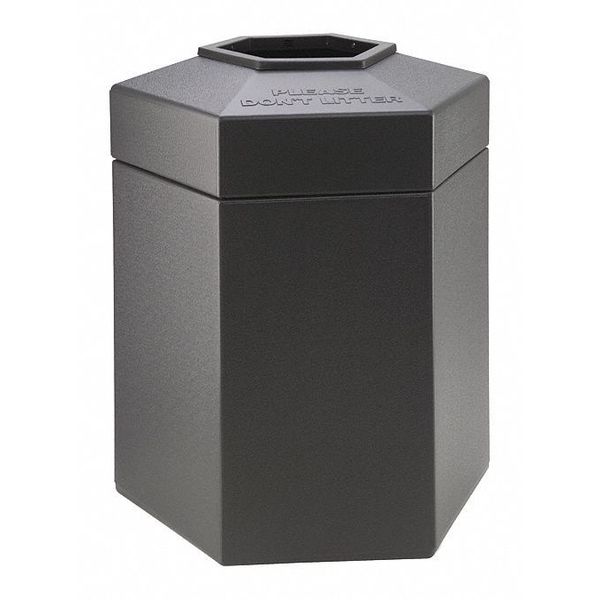 45 gal Hexagon Trash Can, Charcoal