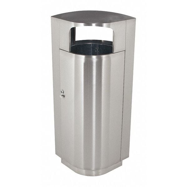 20 gal Trash Can, Silver, Stainless Steel