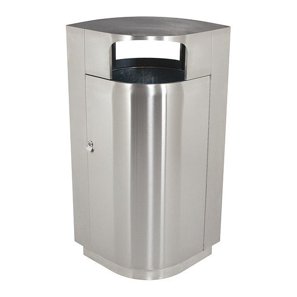 Waste Container, Stainless Steel, 40 gal.