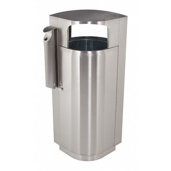 20 gal Trash Can, Silver, Stainless Steel