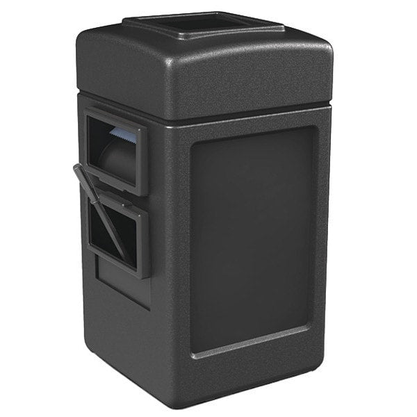 45 gal Square Trash Can, Black, 18 1/2 in Dia, Plastic