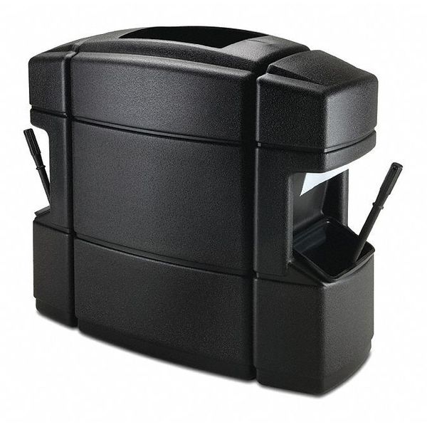 40 gal Rectangular Trash Can, Black, 34 in Dia, Plastic