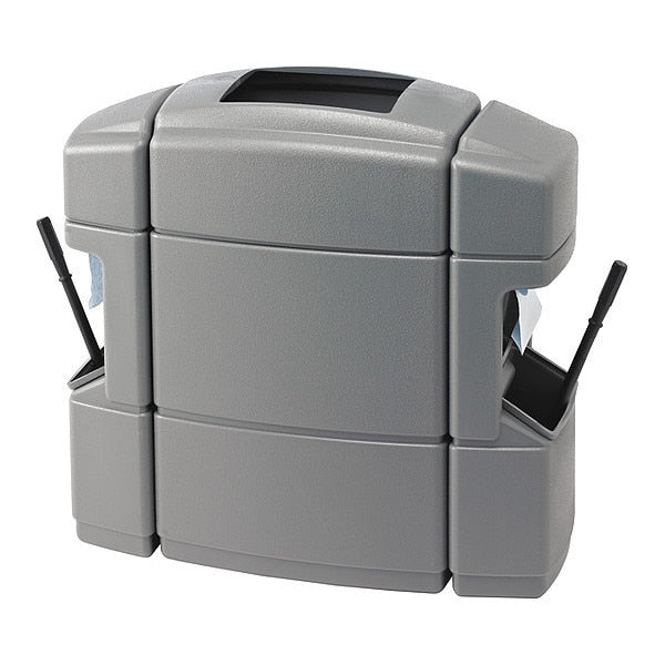 40 gal Rectangular Trash Can, Gray, 34 in Dia, Plastic