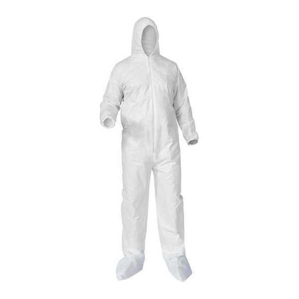 Hooded Coveralls, White, 3XL, Elastic, PK25, White, Zipper