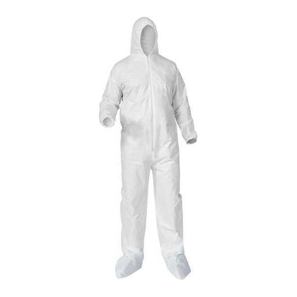 Hooded Coveralls, White, S, Elastic, PK25, White, Zipper