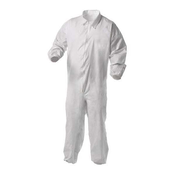 Collared Coveralls, Whte, 4XL, Elastic, PK25, White, Zipper