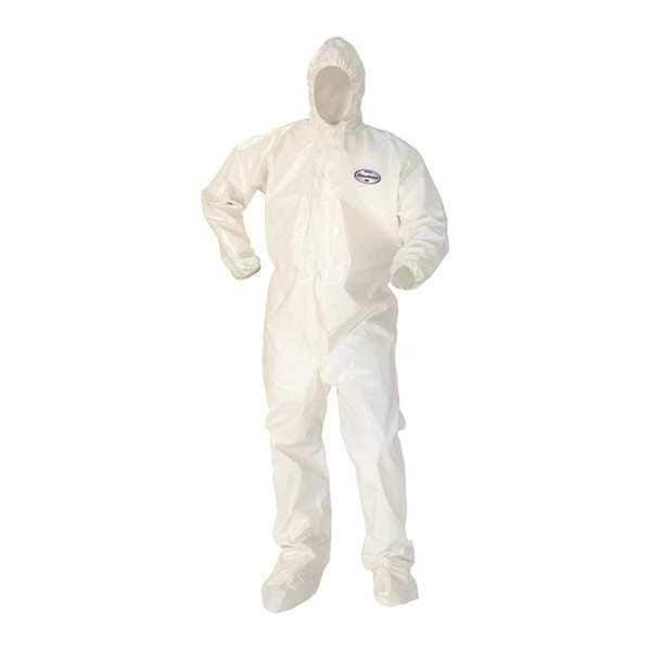 Hooded Coveralls, White, XL, Elastic, PK12, White, Zipper