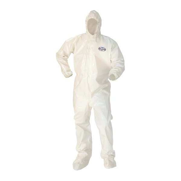 Hooded Coveralls, White, L, Elastic, PK12, White, Zipper