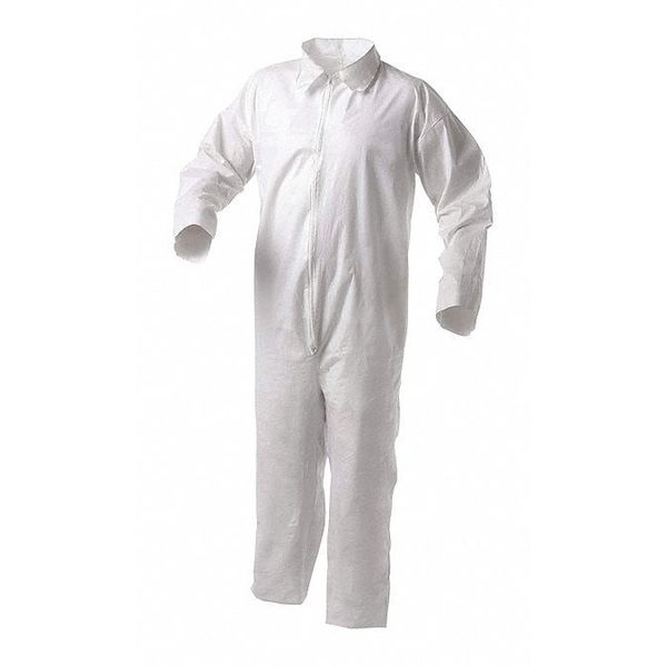 Collared Coveralls, White, 5XL, PK25, White, Zipper