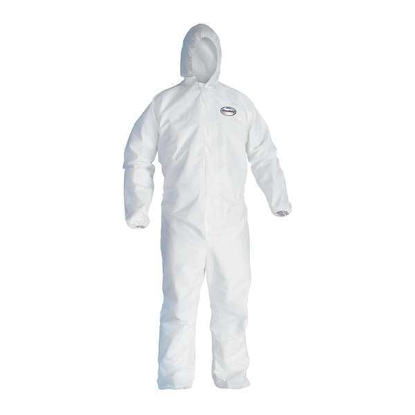 Coverall, A40, Hood, 5XL, PK25, White, Zipper