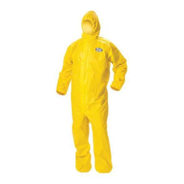 Hooded Coveralls, Yellow, M, Elastic, PK10, Yellow, Zipper