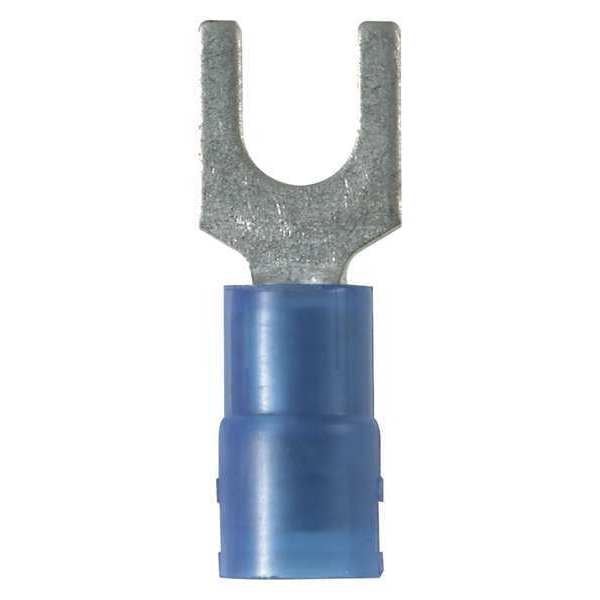 16-14 AWG Nylon Fork Terminal #6 Stud PK100, Insulation Color: Blue
