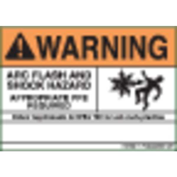 Sign, Warning Arc Flash, Orange/White, PK5, PVS0305W2102Y