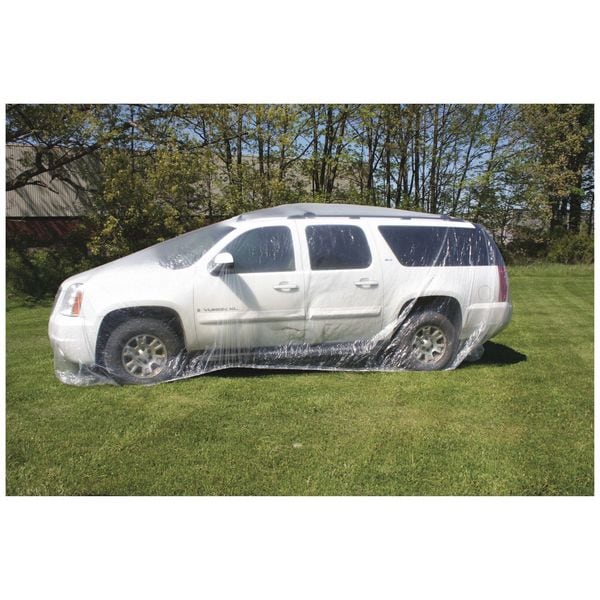 Plastic Car Cover, 3 mil Thick Plastic, L