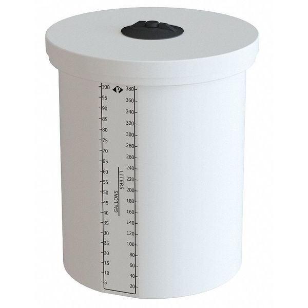 Solid Top Process Tank Nat LDPE 100 Gal