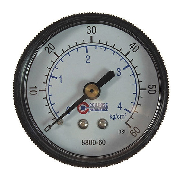 Dial Gauge 1/4 Back Mount 0-60PSI 2