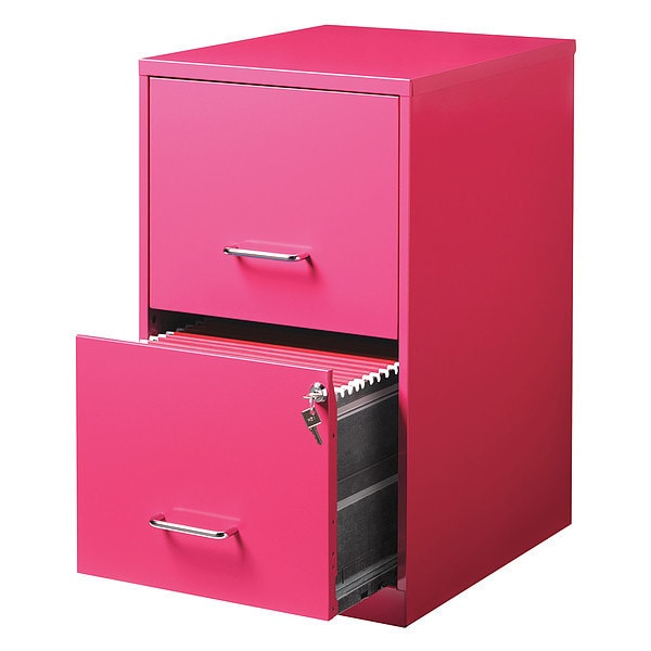 2 Drawer File Cabinet, Pink, Letter