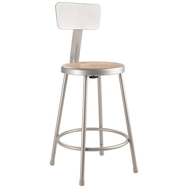 Round Stool with Backrest, Height 24