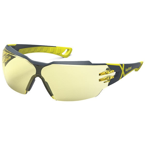 Safety Glasses, Wraparound Amber Polycarbonate Lens, Anti-Fog, Scratch-Resistant