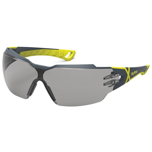Safety Glasses, Wraparound Gray Polycarbonate Lens, Anti-Fog, Scratch-Resistant