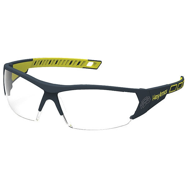 Safety Glasses, Wraparound Clear Polycarbonate Lens, Anti-Fog, Scratch-Resistant