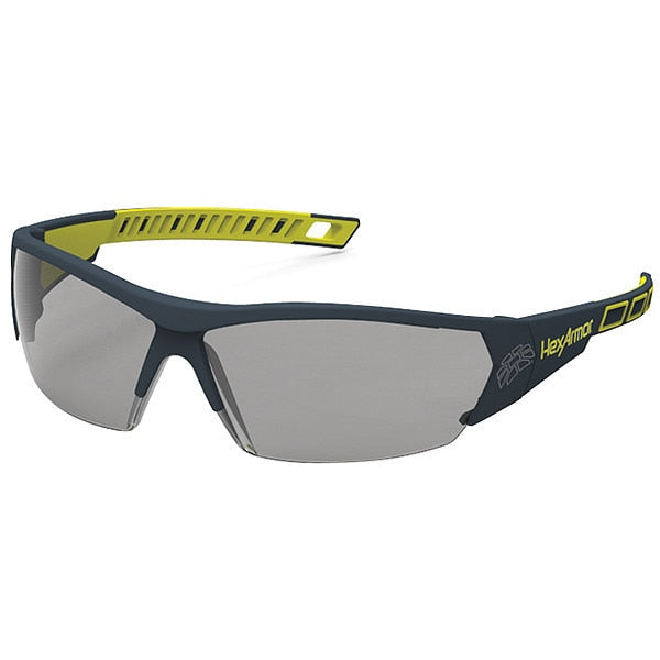 Safety Glasses, Wraparound Gray Polycarbonate Lens, Anti-Fog, Scratch-Resistant
