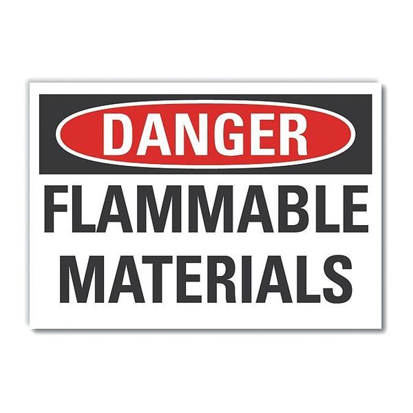Flammable Material Danger Label, 7 in Height, 10 in Width, Polyester, Vertical Rectangle, English