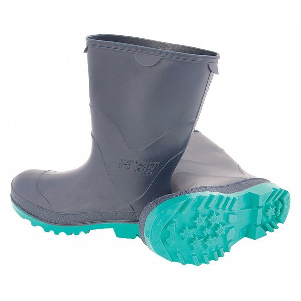 StormTracks Rain Boot, PVC, Youth Blue/Green Size 06, PR