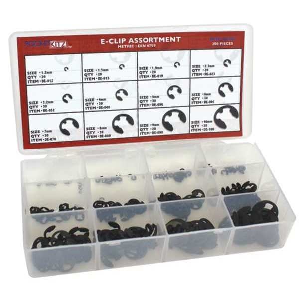 External Retaining Ring Assortment, Carbon Steel, Phosphate Finish