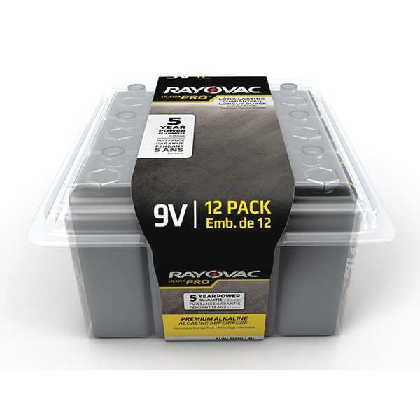 UltraPro 9V Alkaline Battery, 9V DC, 12 Pack