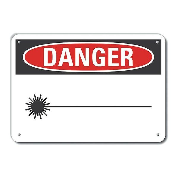 Aluminum Laser Area Danger Sign, 10 in H, 14 in W, Horizontal Rectangle, LCU4-0249-NA_14X10