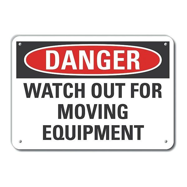 Danger Sign, 10 in Height, 14 in Width, Aluminum, Horizontal Rectangle, English