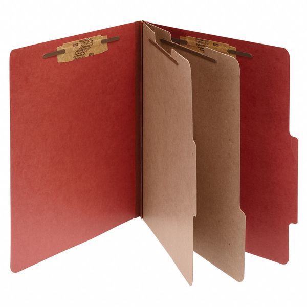 Pressboard 6 Part Folder, Ltr, Red, PK10