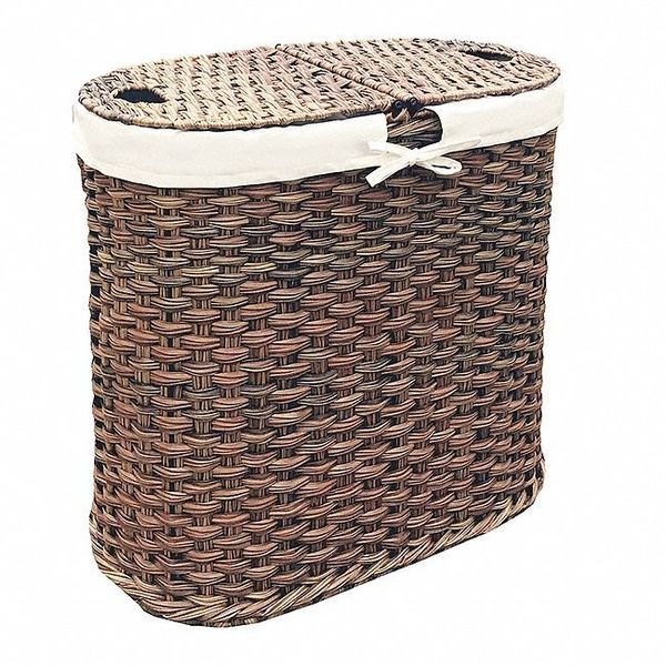 Laundry Hamper, Hand-Woven Oval Double