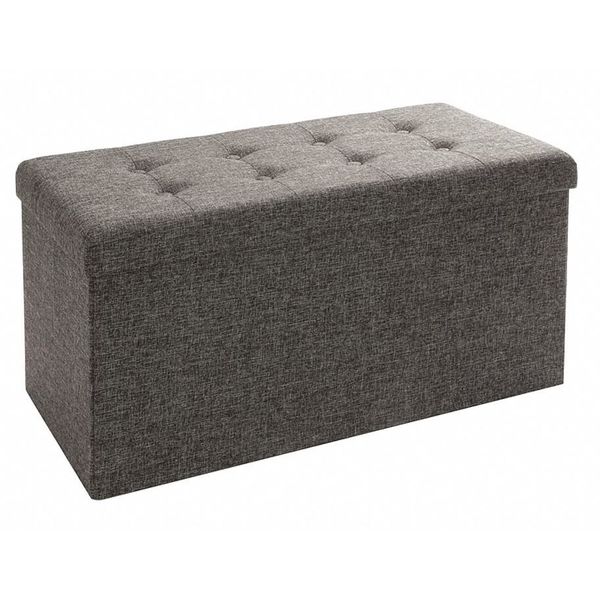 Storage Bench Ottoman, Foldable, Charcoal