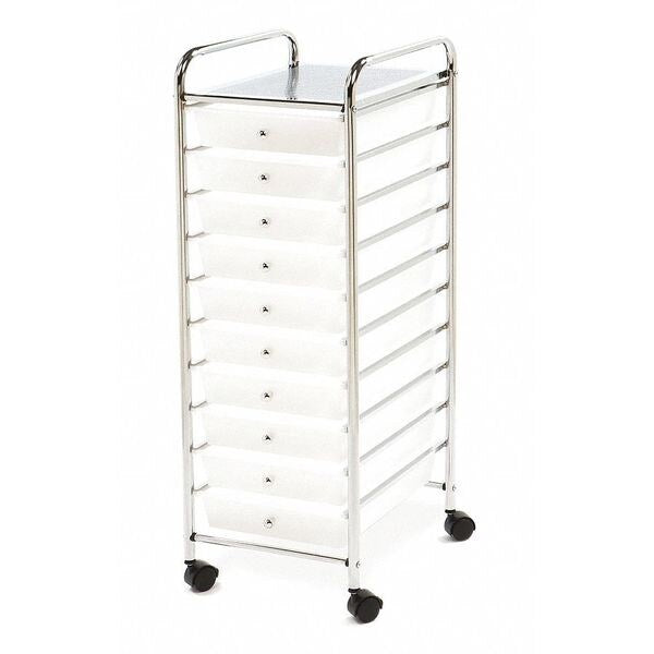 Organizer Cart, 10-Drawer, Frosted White
