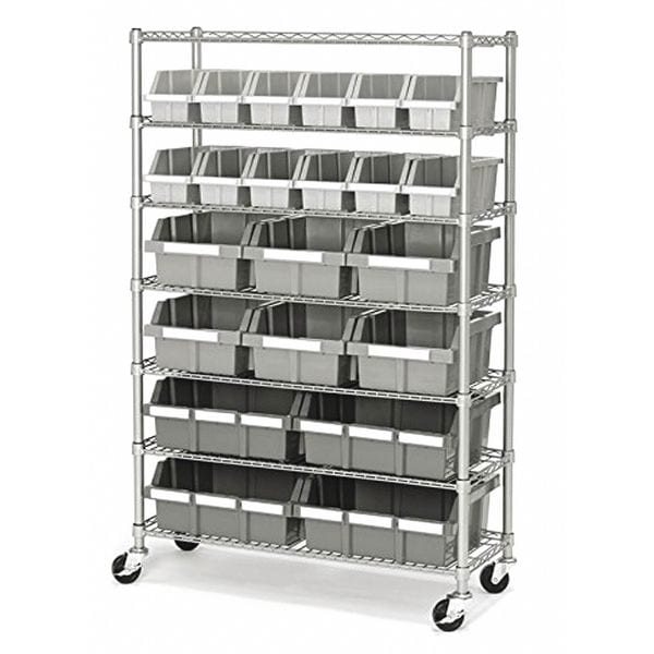Steel Wire Shelving Rack, 7 Shelves, Gray