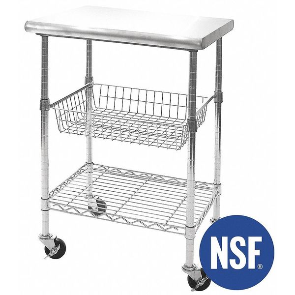 Work Table Cart, Stainless Steel, NSF, 24x2
