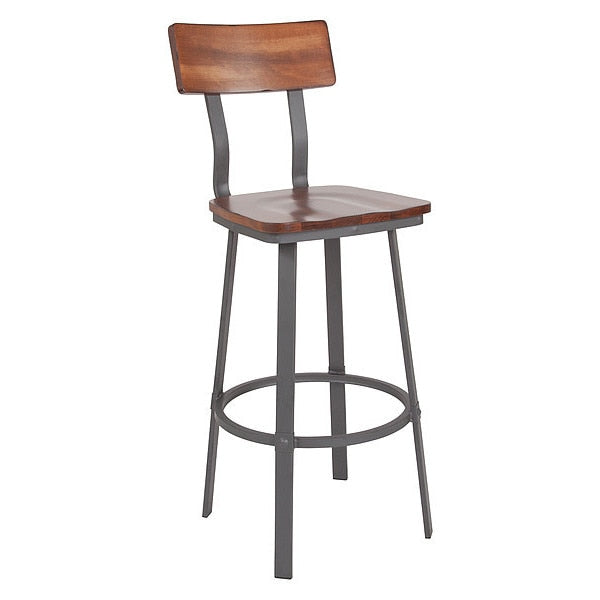Flint Walnut/Gray Metal Barstool