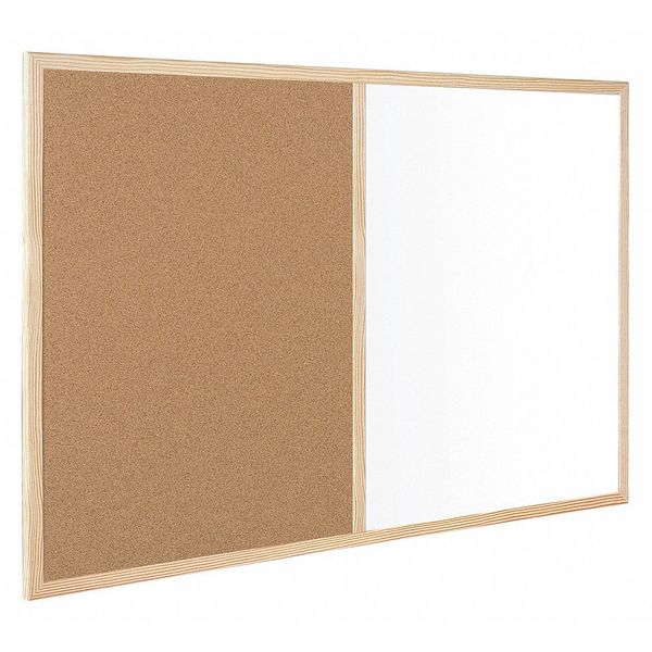 Bulletin/Whiteboard Combination 3 ft.x4ft., Oak Frame