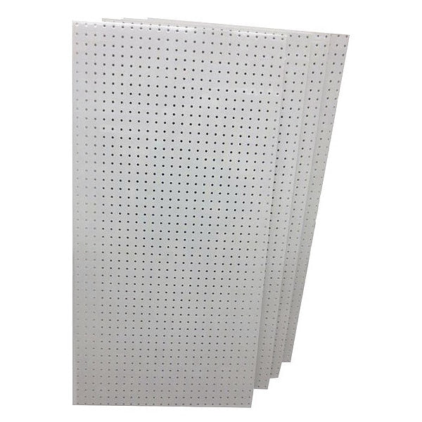 (4) 24 In. W x 48 In. H x 1/4 In. D White Polypropylene Pegboards with 1/4 In. Hole Size
