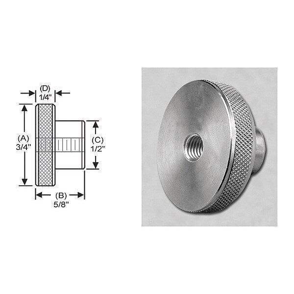 Knrl Knob Tap Thru, SS, 10-24