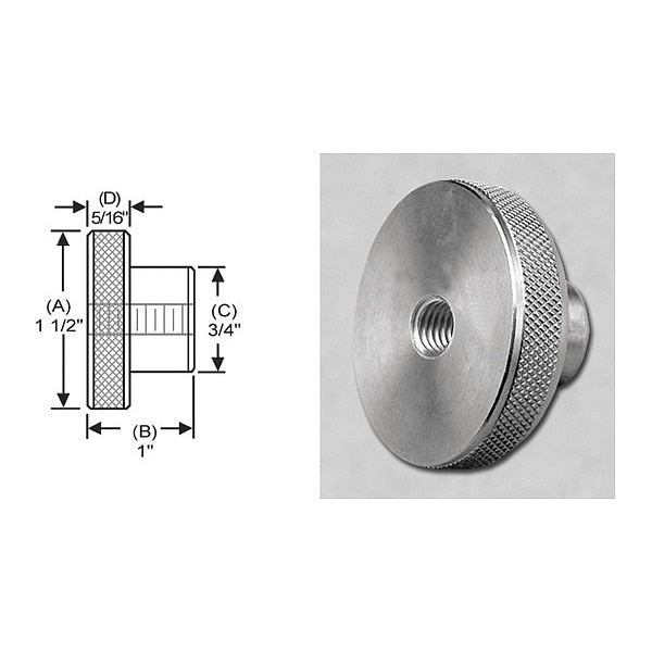 Knrl Knob Tap Thru, SS, 5/16-18