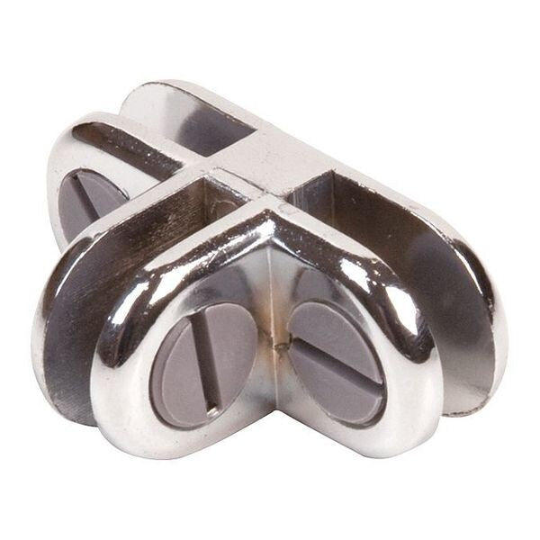 3-Way Glass Connector, Chrome, 200PK