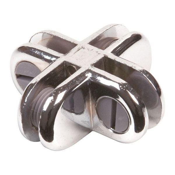4-Way Glass Connector, Chrome, 200PK