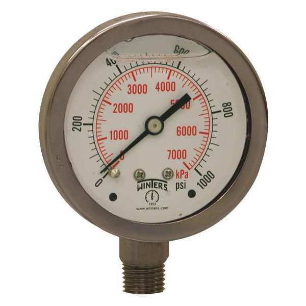 Filled Ss/Ss Gauge2.5 1/4Lm 1000 psi/Kpa