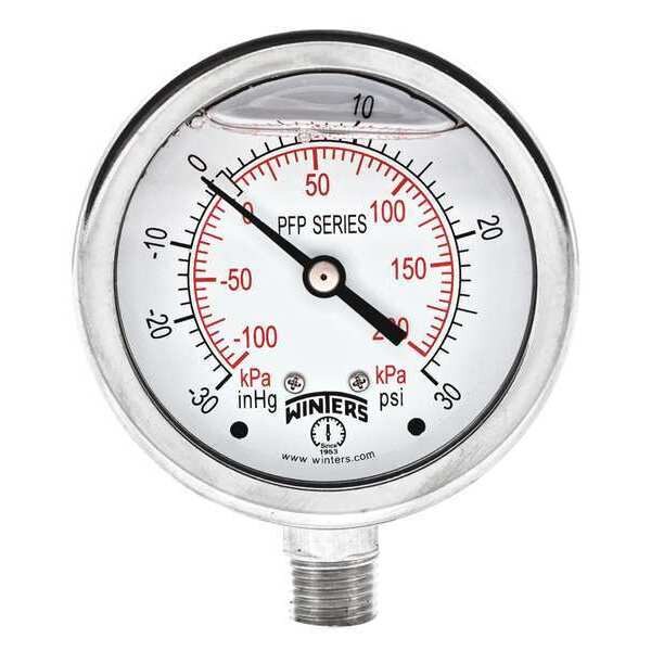 Filled Ss/Ss Gauge2.5 1/4 Lm 30-0-30 psi