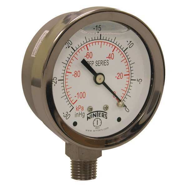 Filled Ss/Ss Gauge2.5 1/4Lm 0-30 Vac/Kpa